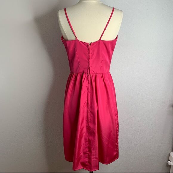 Vintage 80s Handmade Hot Pink Mini Dress & Overlay Jacket Set Size Small - Picture 4 of 12